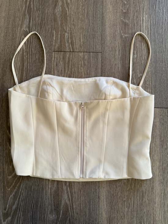 Women's Cream Spaghetti Strap Crop Top - Picture 2 of 3